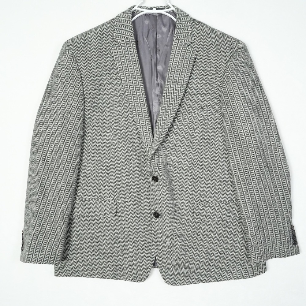Lauren Ralph Lauren Mens 48R Herringbone Wool Blazer Sport Coat Grey 2-Button